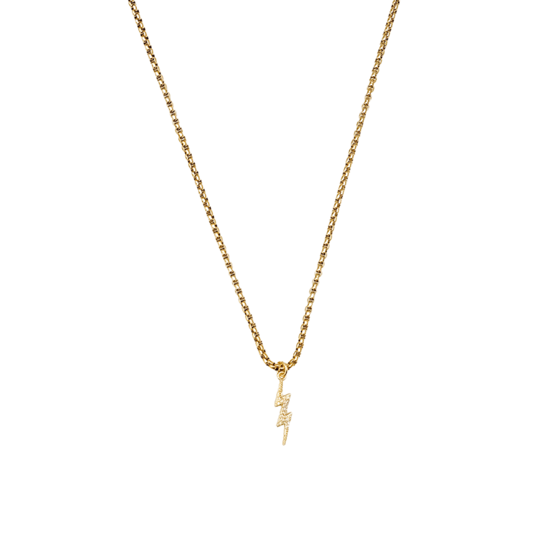 Lightning Bolt Pendant Necklace (Gold)