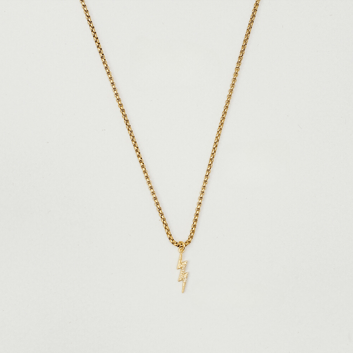 Lightning Bolt Pendant Necklace (Gold)