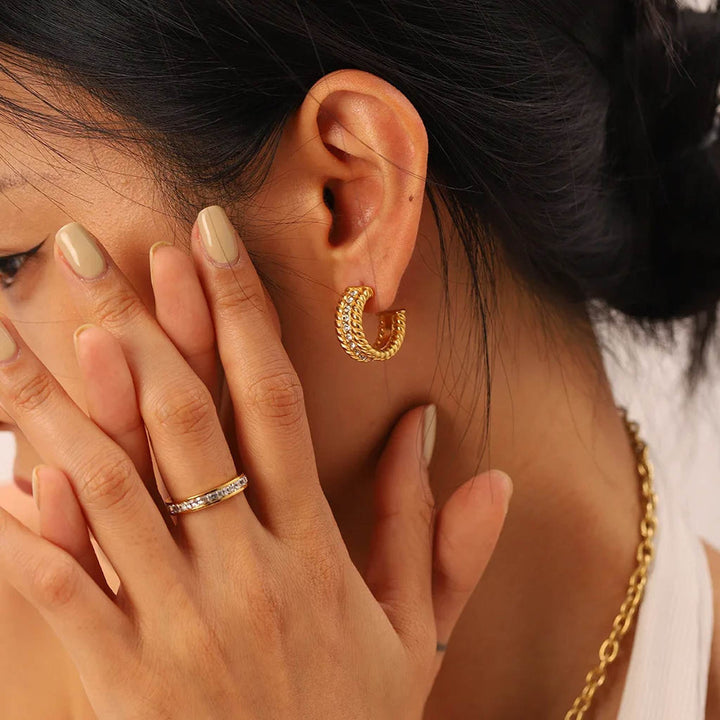 Pave Hoop Earrings