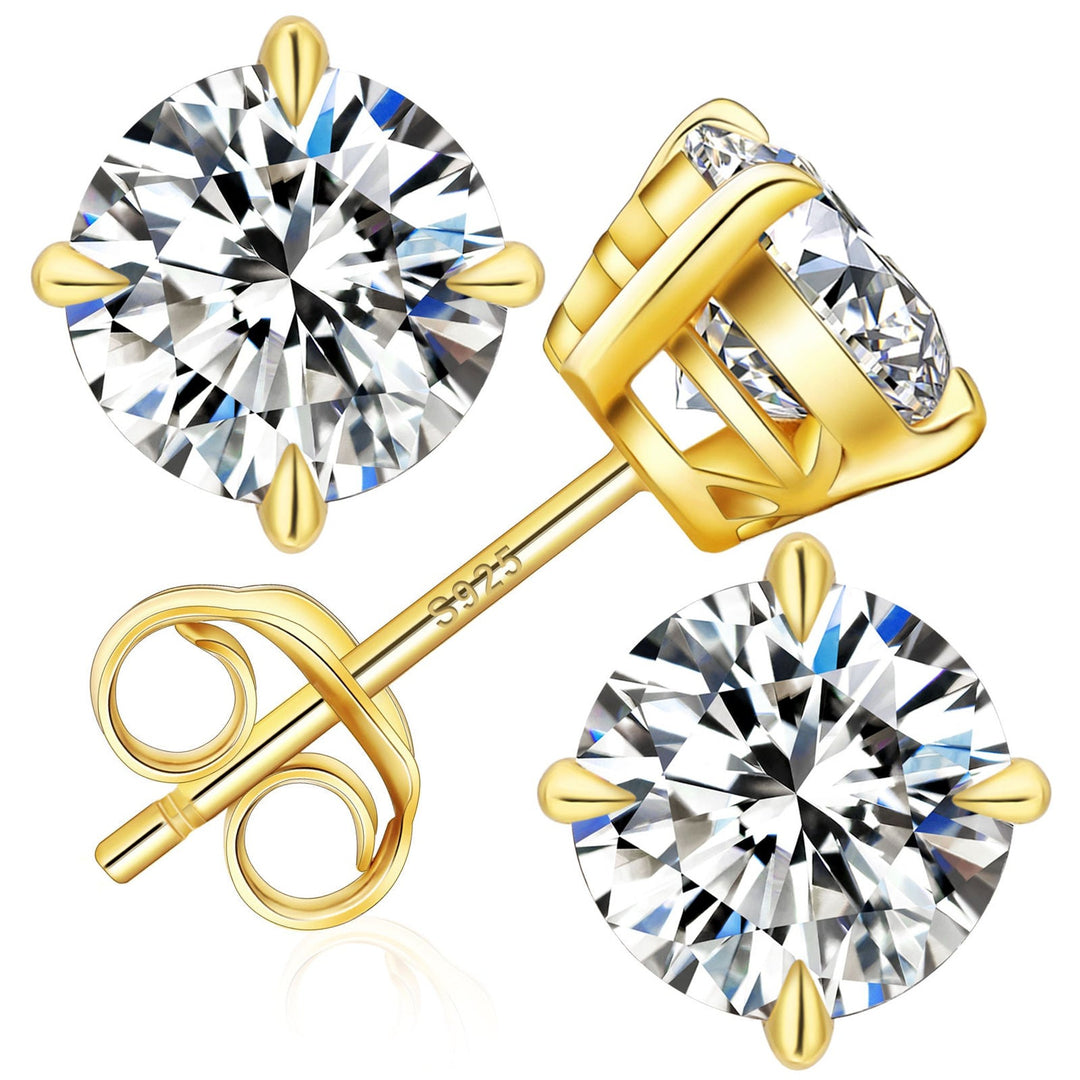 Gold Stud Diamond Earrings