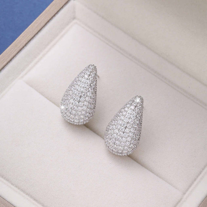 White Gold Pave Teardrop Earrings