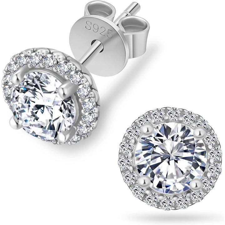 White Gold Halo Diamond Earrings