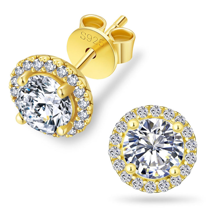Gold Halo Diamond Earrings