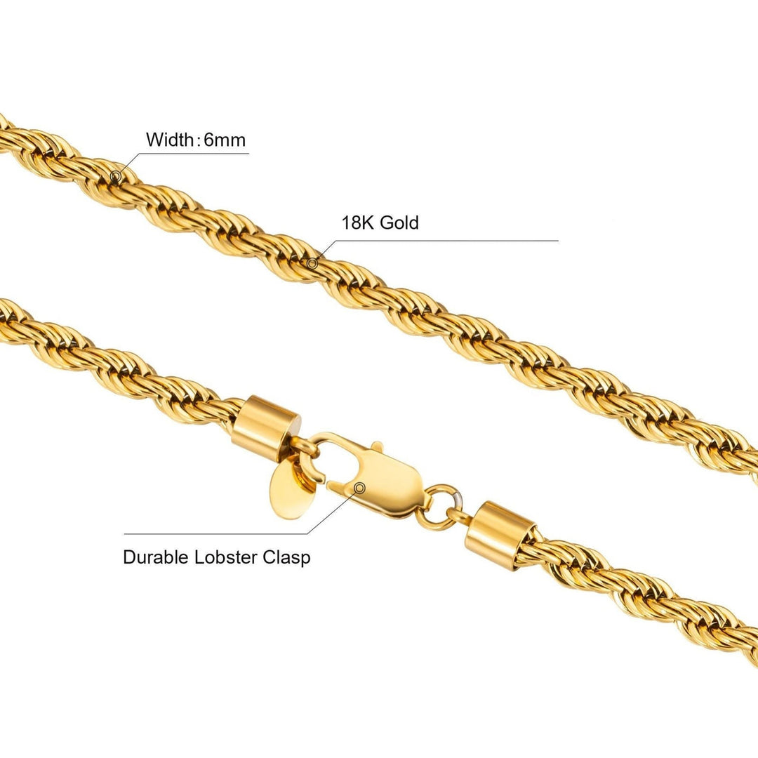 6mm Rope Chain Gold