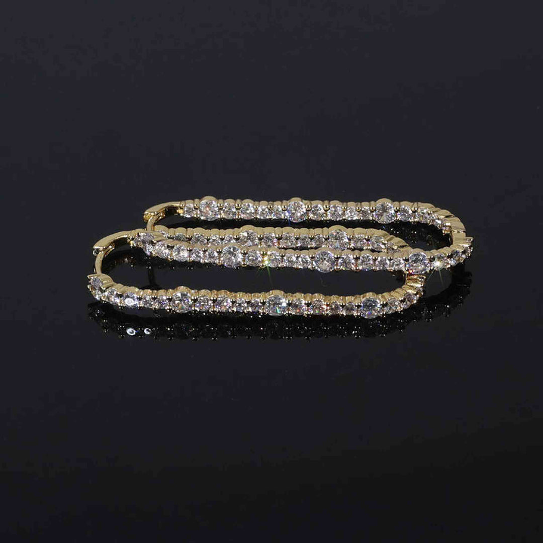Pave Square Hoop Earrings