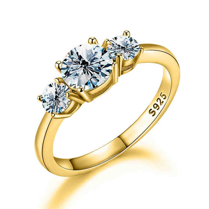 1 Carat Three Stone Gold Diamond Ring