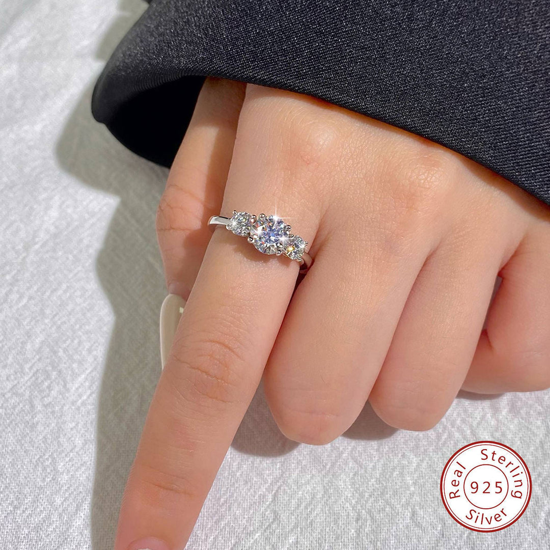 1 Carat Three Stone White Gold Diamond Ring