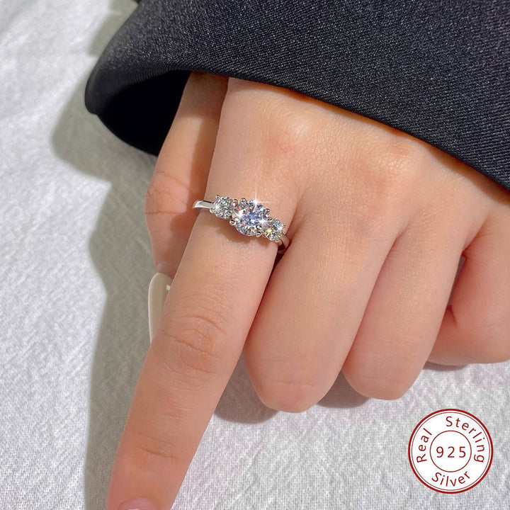 1 Carat Three Stone White Gold Diamond Ring