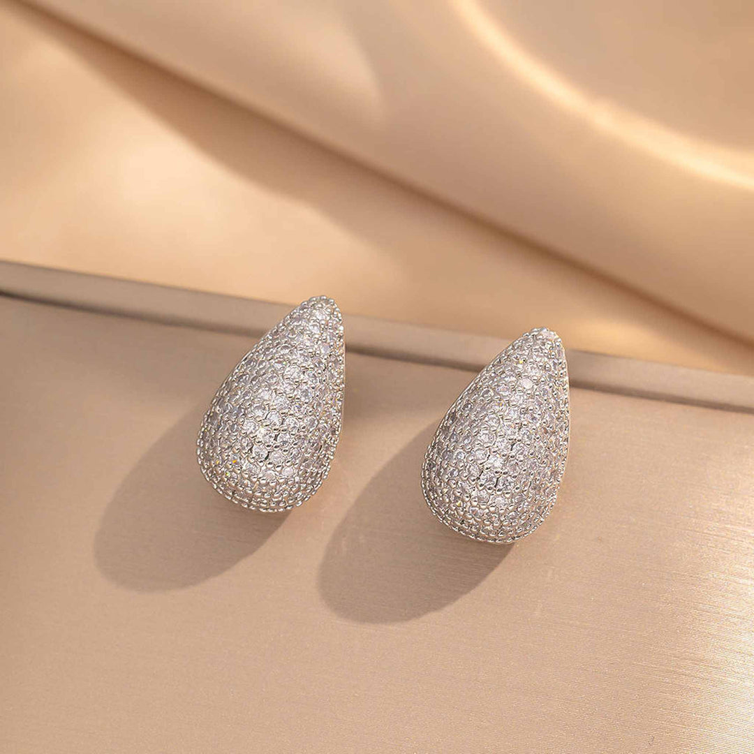 White Gold Pave Teardrop Earrings