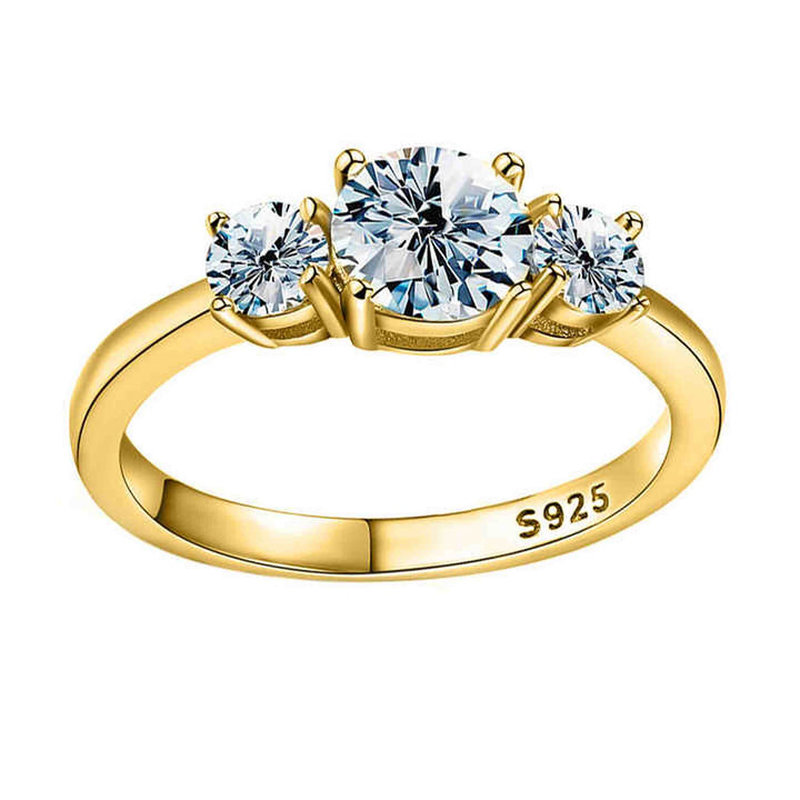 1 Carat Three Stone Gold Diamond Ring