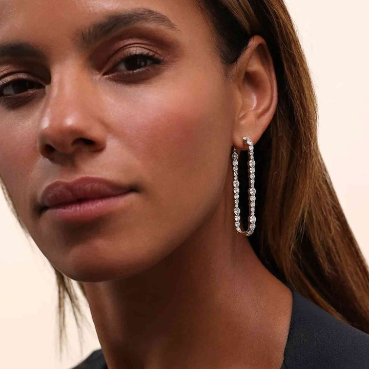Pave Square Hoop Earrings