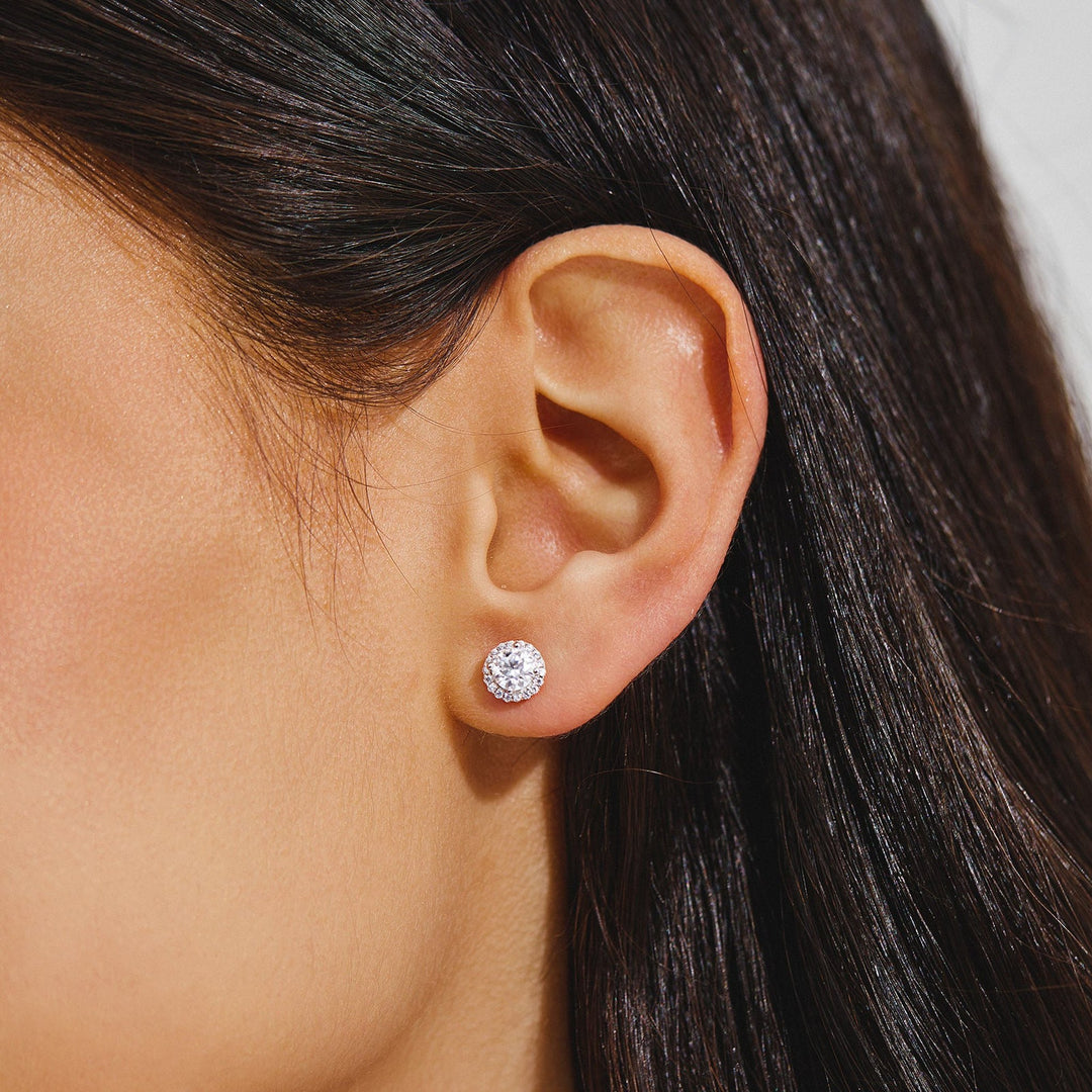 Gold Halo Diamond Earrings