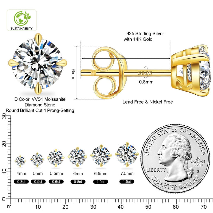 Gold Stud Diamond Earrings
