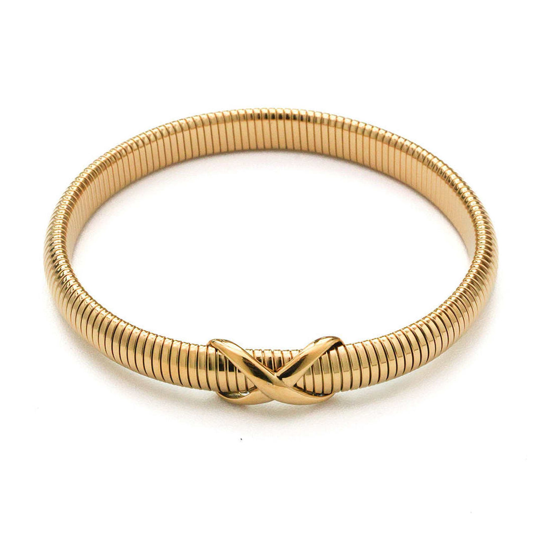Gold Pave Mixed Link and Knot Bracelet Stack