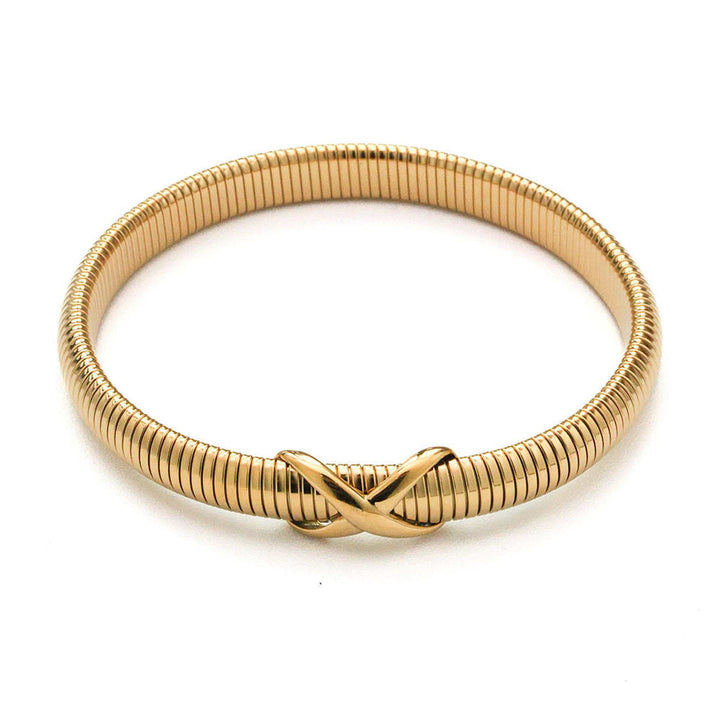 Gold Pave Mixed Link and Knot Bracelet Stack
