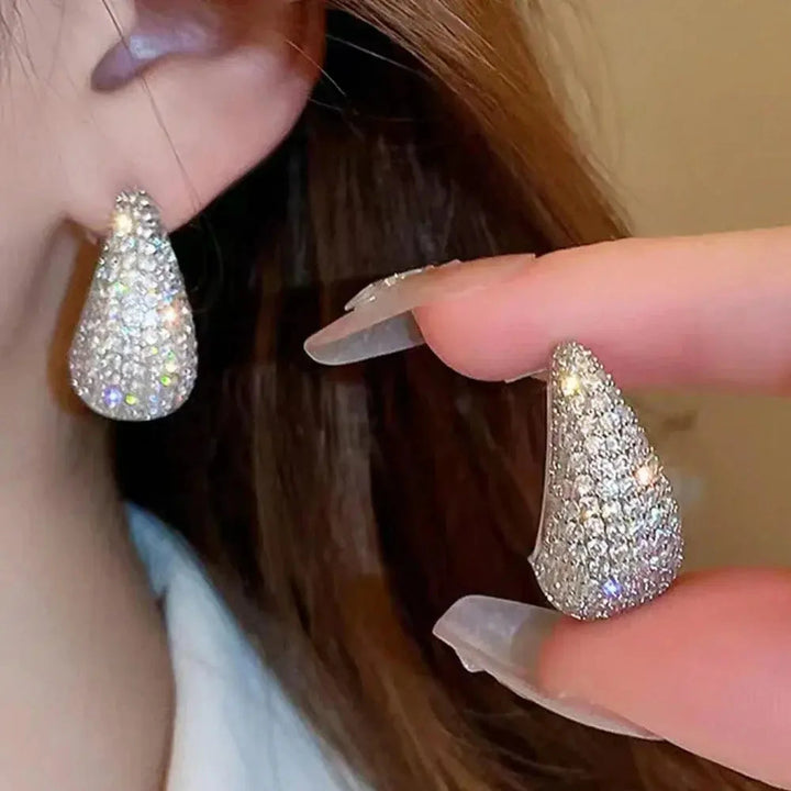 White Gold Pave Teardrop Earrings