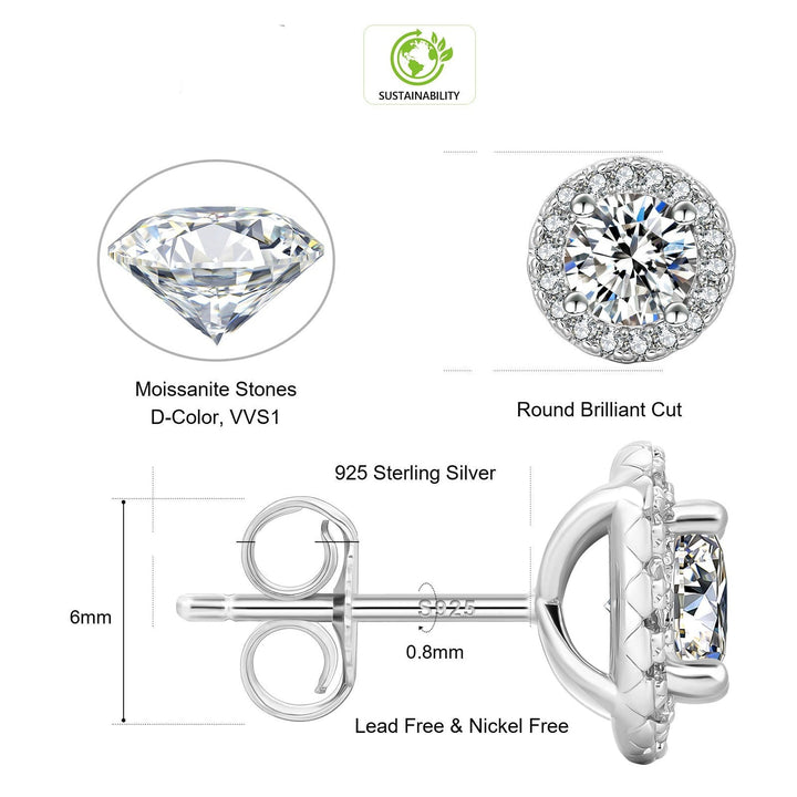 Gold Halo Diamond Earrings