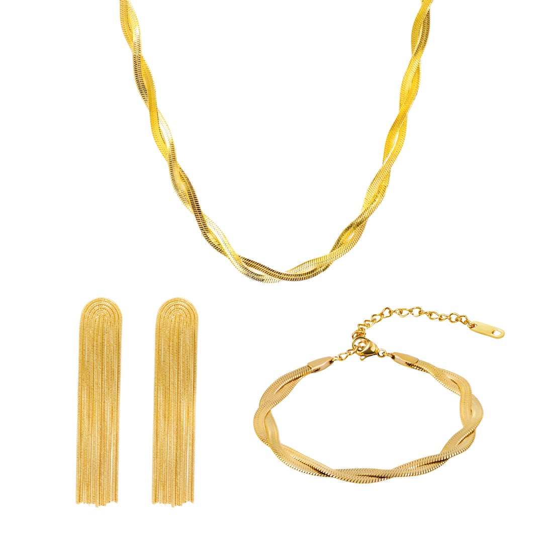 Gold Twisted Herringbone Set