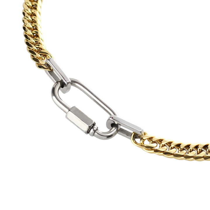 Gold Chain with Silver Carabiner Necklace