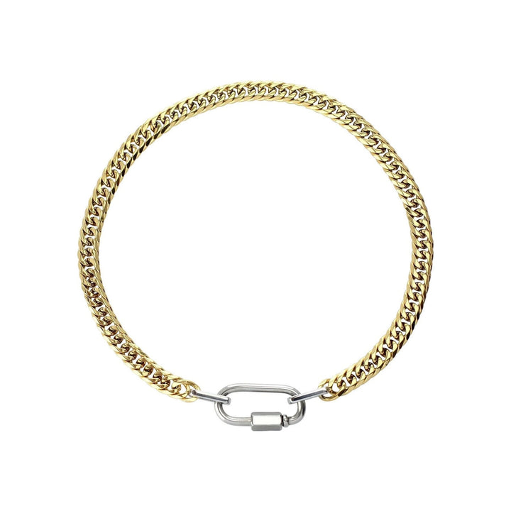 Gold Chain with Silver Carabiner Necklace