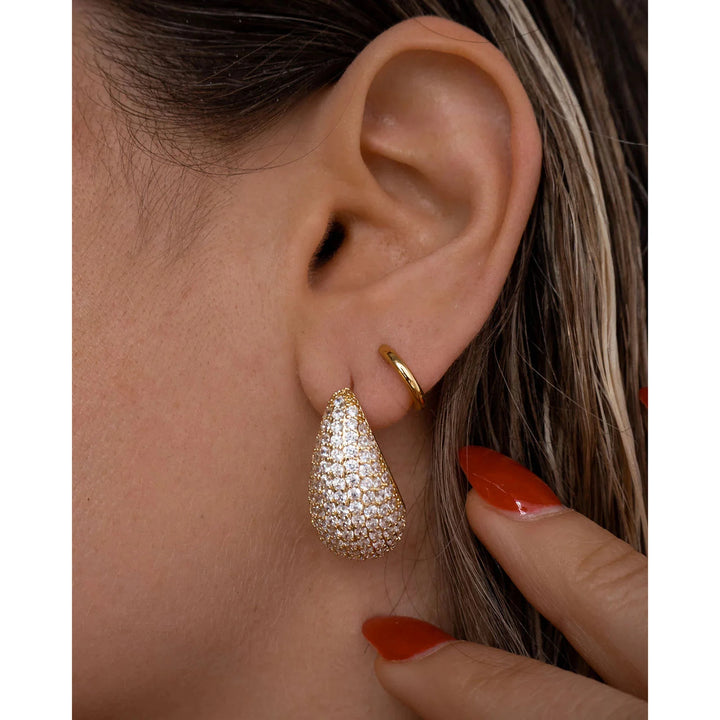 Gold Pave Teardrop Earrings