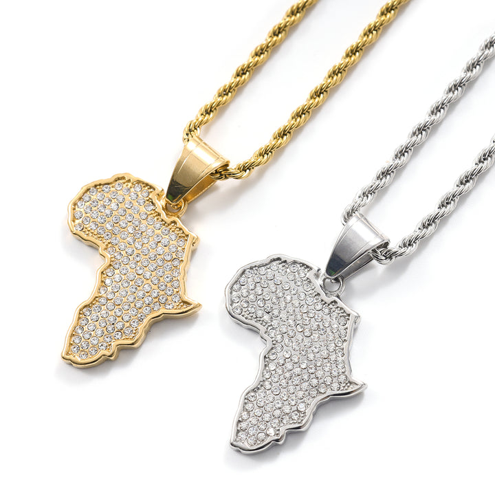 White Gold Africa Pendant and Chain