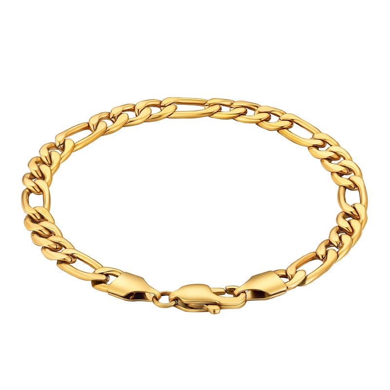 5mm Gold Figaro Bracelet - iceandgold
