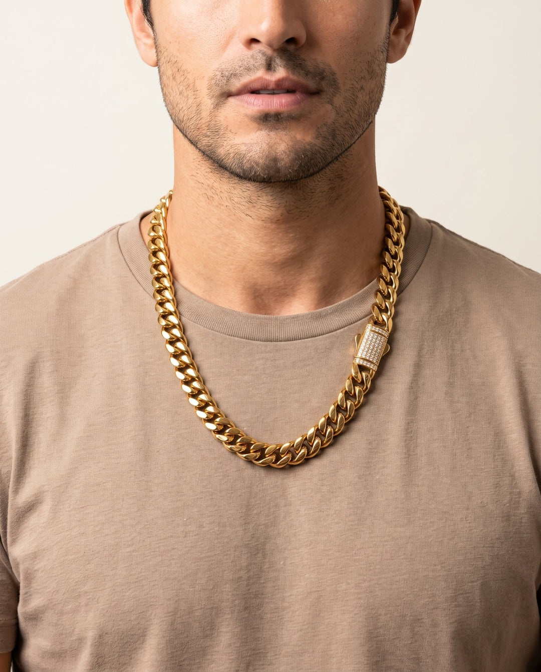 12mm Diamond Clasps Gold Cuban Chain - iceandgold