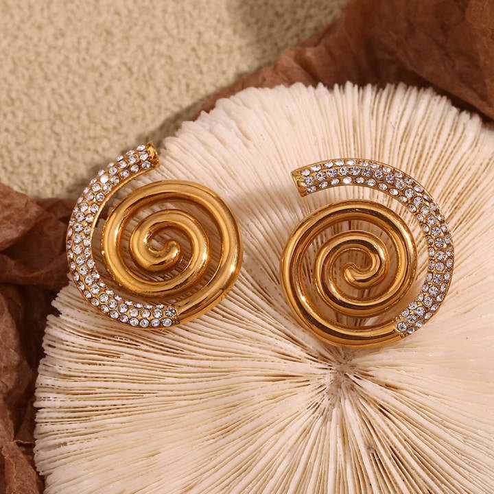 Spiral Studded Earrings - iceandgold