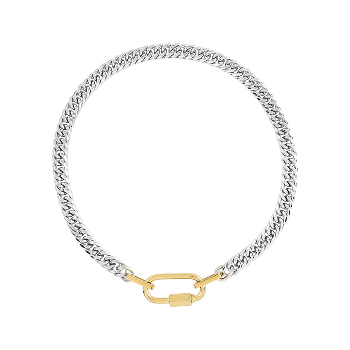 Silver Chain with Gold Carabiner Necklace
