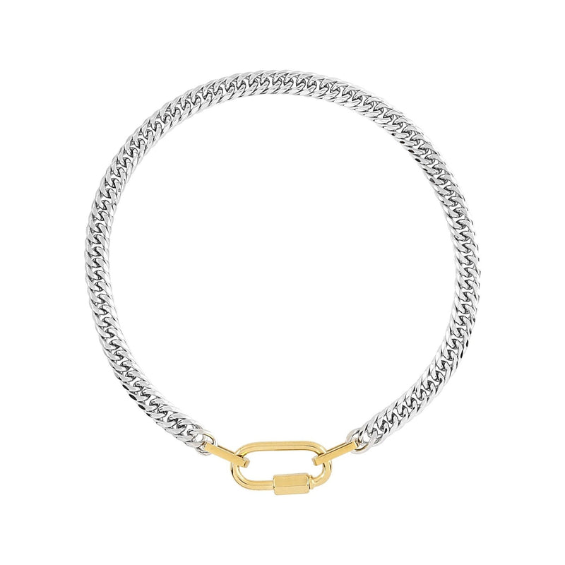 Silver Chain with Gold Carabiner Necklace - iceandgold