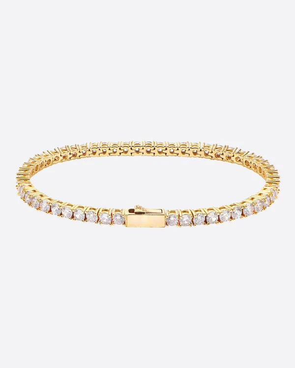 3mm Ice and Gold Tennis Bracelet (Unisex)