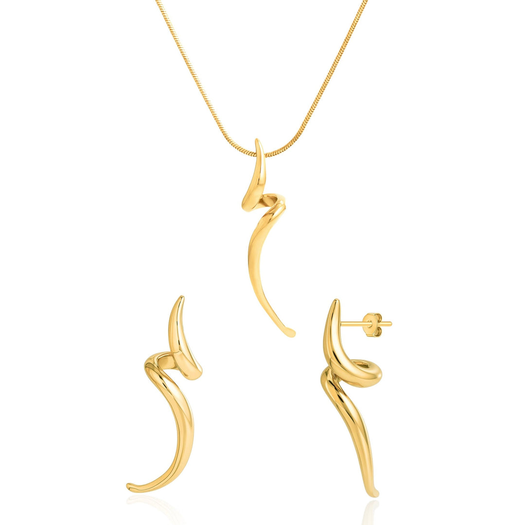 Spiral Earring and Necklace Set - iceandgold