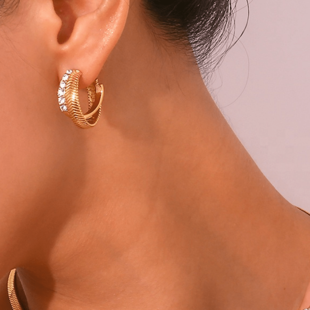 Studded Hoop Earrings - iceandgold