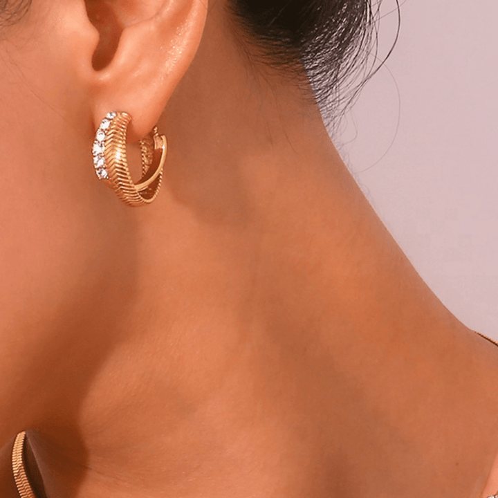Studded Hoop Earrings - iceandgold