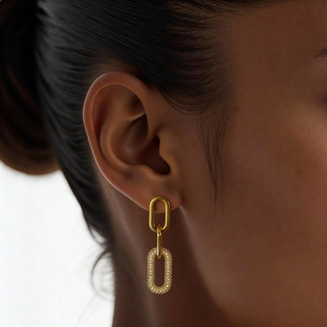 Gold Link Earrings - iceandgold