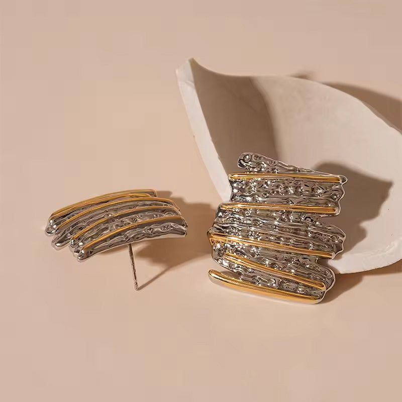 Two Tone Stripe Earrings