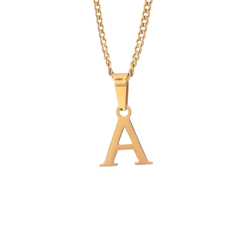 Gold Letter Pendant with Cuban Chain - iceandgold