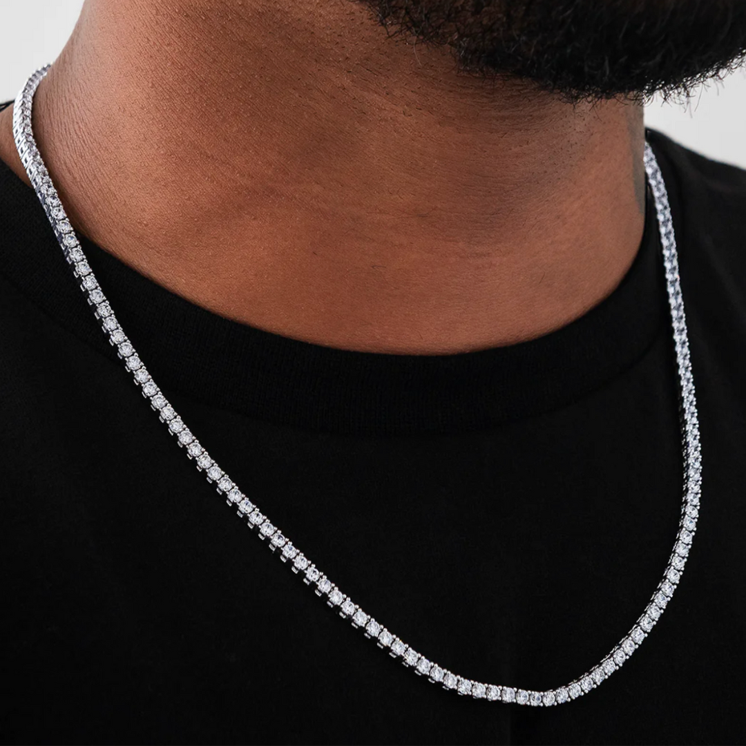 3mm White Gold Tennis Necklace