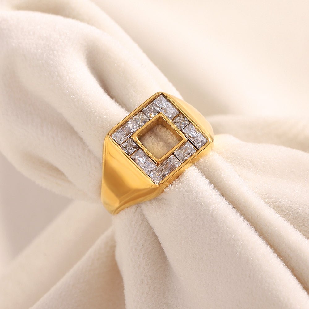 Gold Square Open Ring - iceandgold