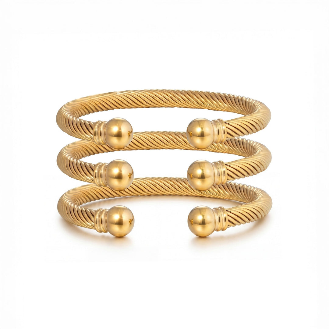 Gold Twine Cuff Stack of 3 - iceandgold
