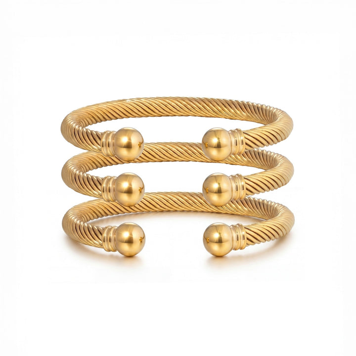 Gold Twine Cuff Stack of 3 - iceandgold