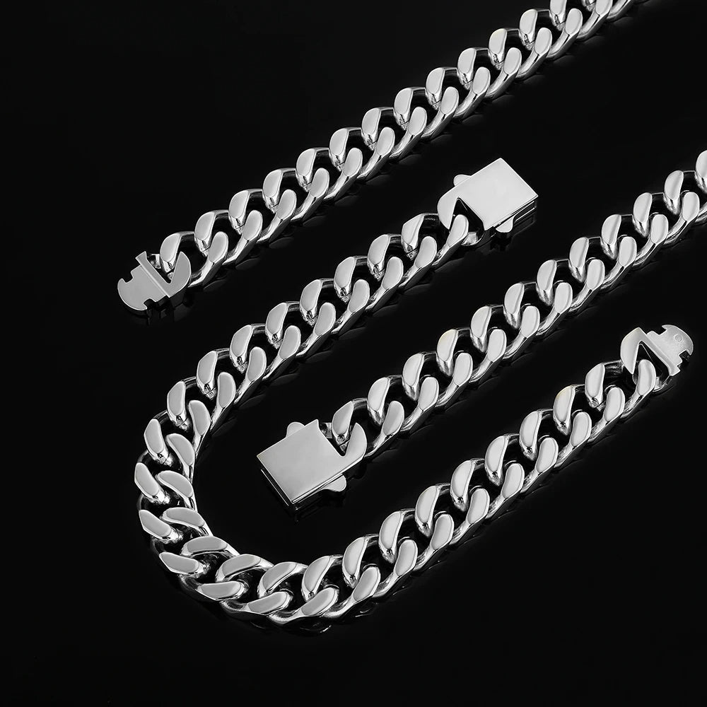 White Gold 12mm Miami Cuban Link Necklace - iceandgold