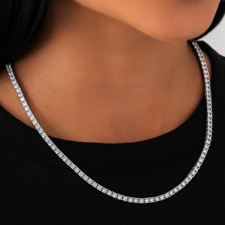3mm White Gold Tennis Necklace