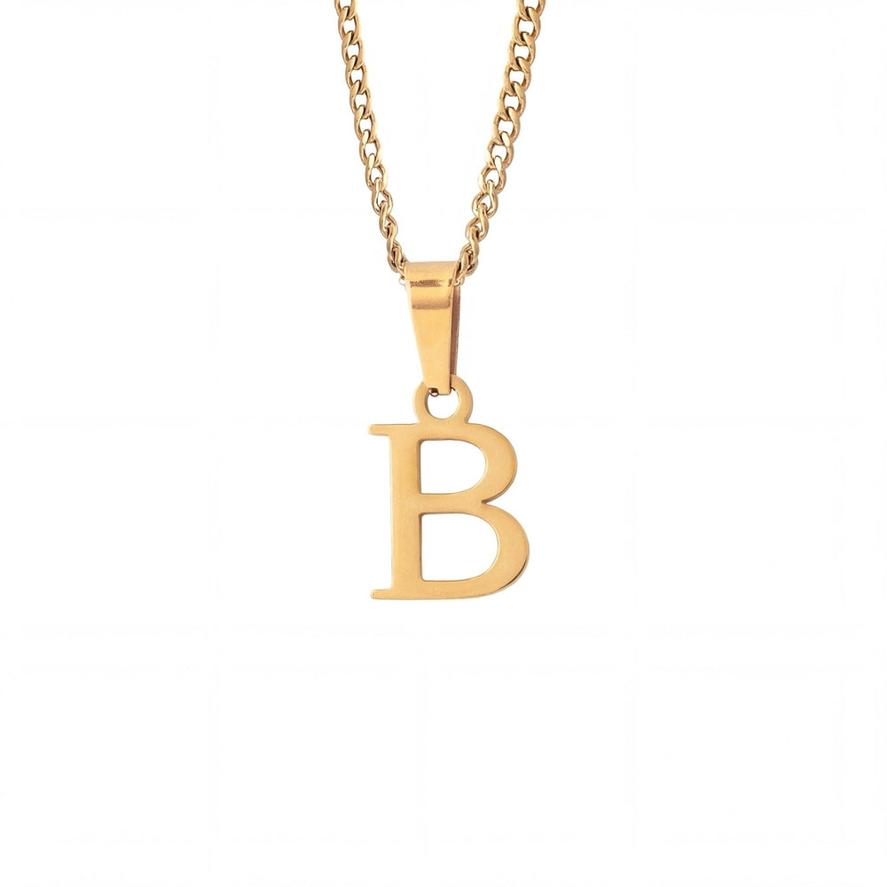 Gold Letter Pendant with Cuban Chain - iceandgold