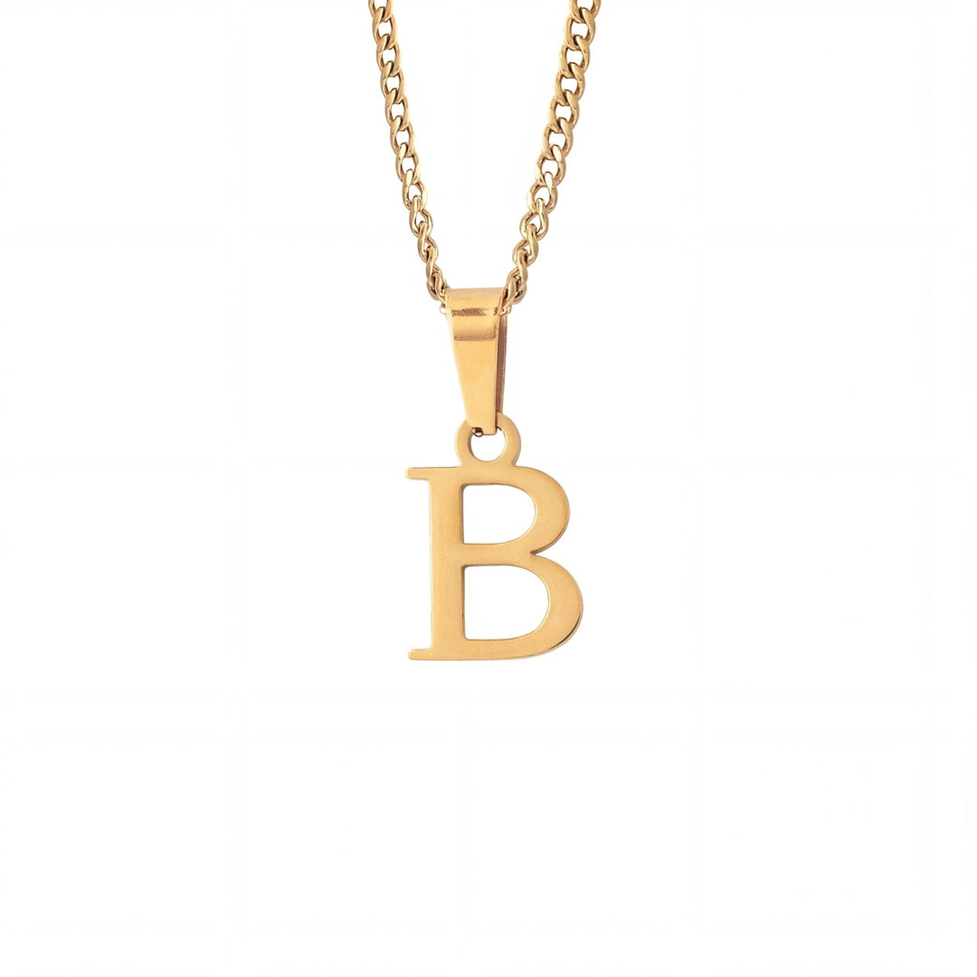 Gold Letter Pendant with Cuban Chain - iceandgold