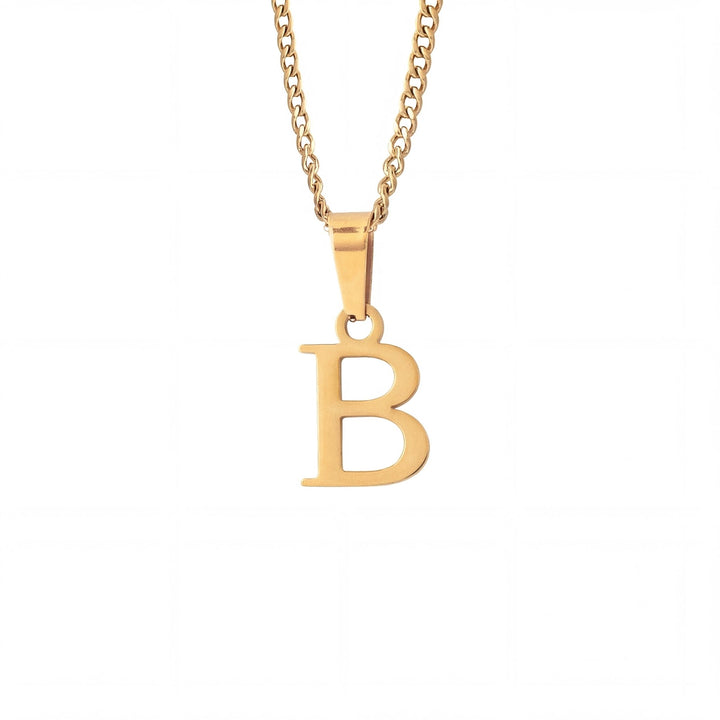 Gold Letter Pendant with Cuban Chain - iceandgold