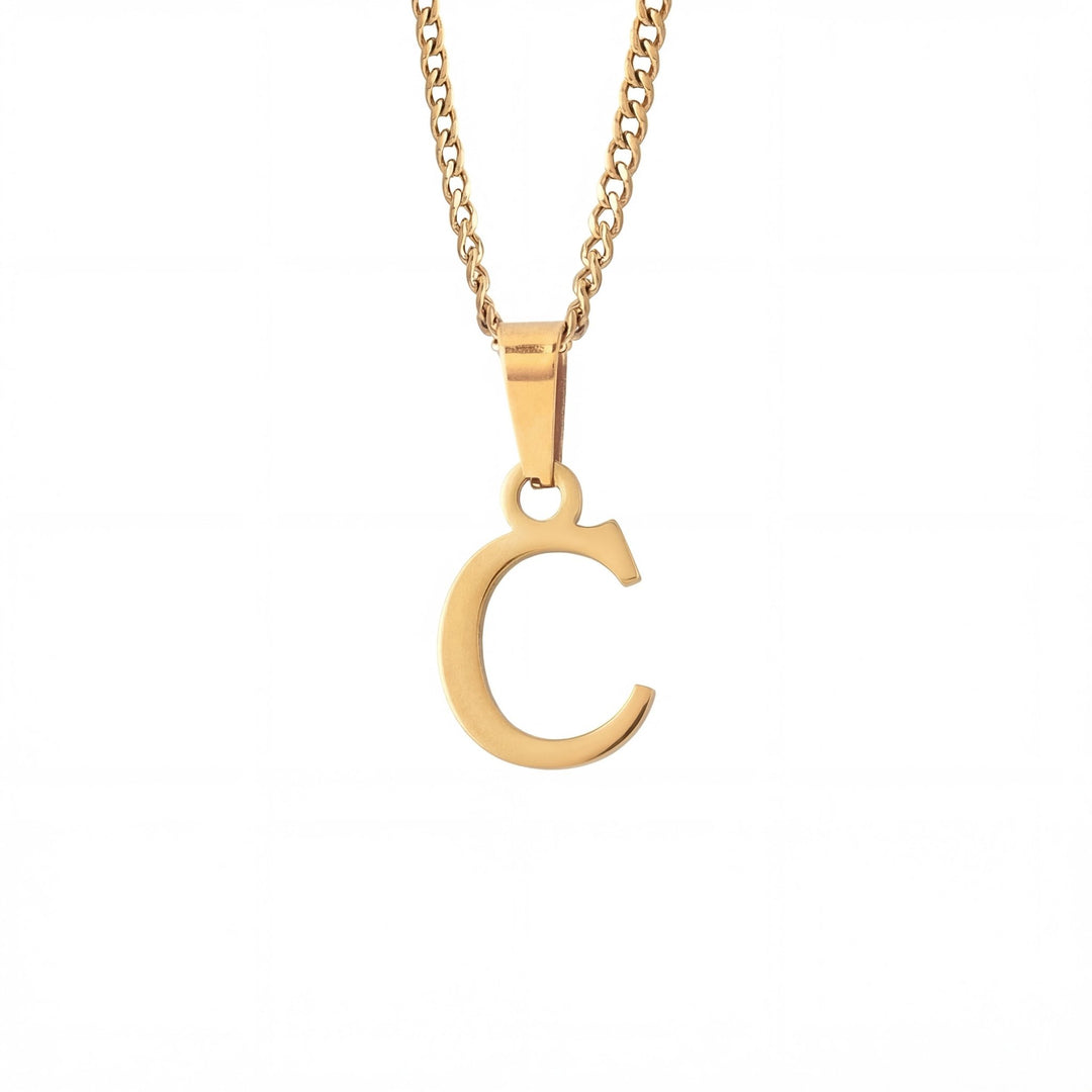 Gold Letter Pendant with Cuban Chain - iceandgold