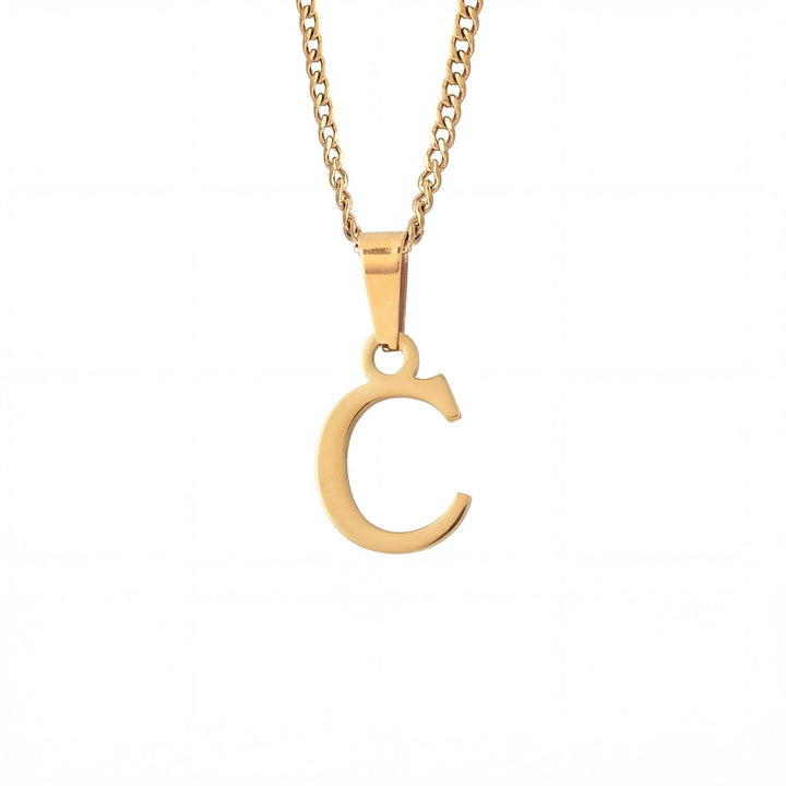 Gold Letter Pendant with Cuban Chain - iceandgold