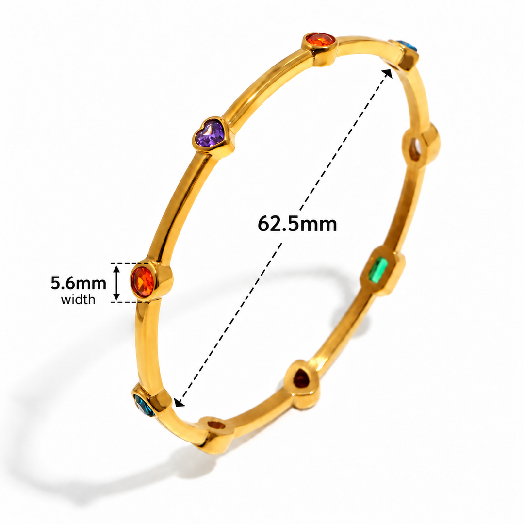 Multicolor Gemstone Gold Bangle